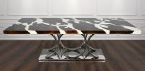 Bayshore Artistic Floating Teak Table with Stainless Stee Base