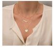 Layered Choker Necklace; Handmade 14K Gold Plated Y Pendant Necklace Multilayer Bar Disc Necklace Adjustable Layering Choker Necklaces for Women