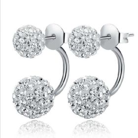 Rhinestone earrings (Option: Silver-6mm10mm)