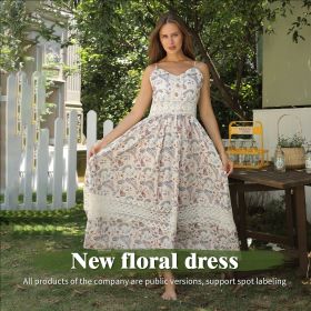 Women's Sleeveless Suspender Floral Dress (Option: Floral Dress-M)