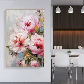 Handmade Oil Painting Original Flower Oil Painting on Canvas Large Wall Art Abstract Pink Floral Wall Art Living Room Decor Custom Painting Home Decor (size: 100X150cm)