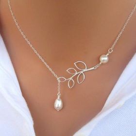 Pearls Of Joy Lariat Necklace In White Gold And Yellow Gold Plating (Style: Multi-Pearl Lariat)