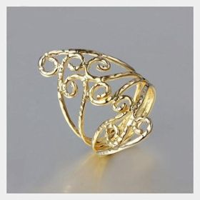 Swirl & Twirl - The 18kt Gold Plated Fine Filigree Ring (size: Ring Size - 6)
