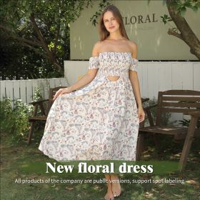 Women's Off Shoulder Strapless Floral Dress (Option: Floral Dress-M)