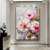 Handmade Oil Painting Original Flower Oil Painting on Canvas Large Wall Art Abstract Pink Floral Wall Art Living Room Decor Custom Painting Home Decor